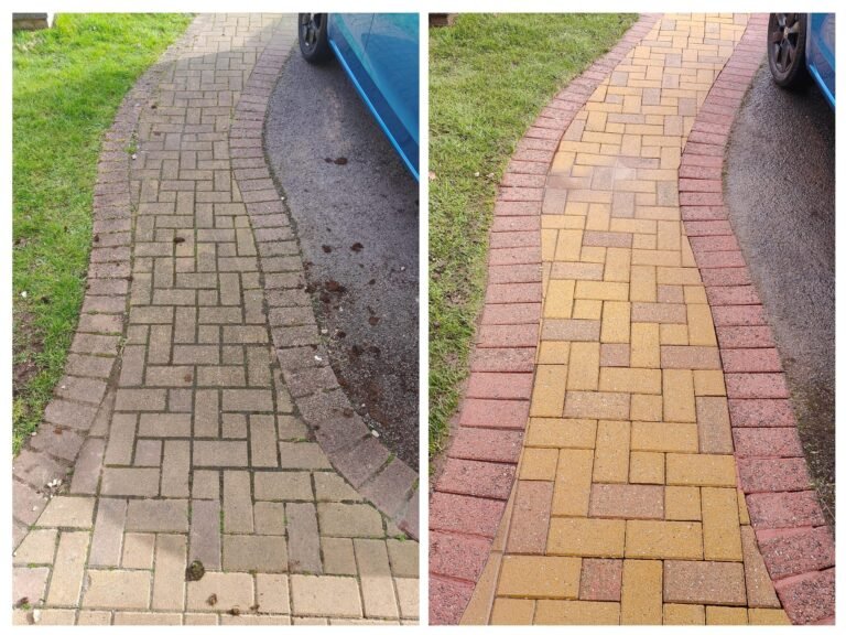 Brick Paving Patio Path Cleaned by Pressure Washing in Bristol