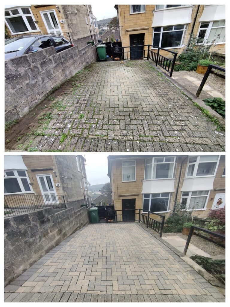 black spots on brick paving driveway in henlease, bristol