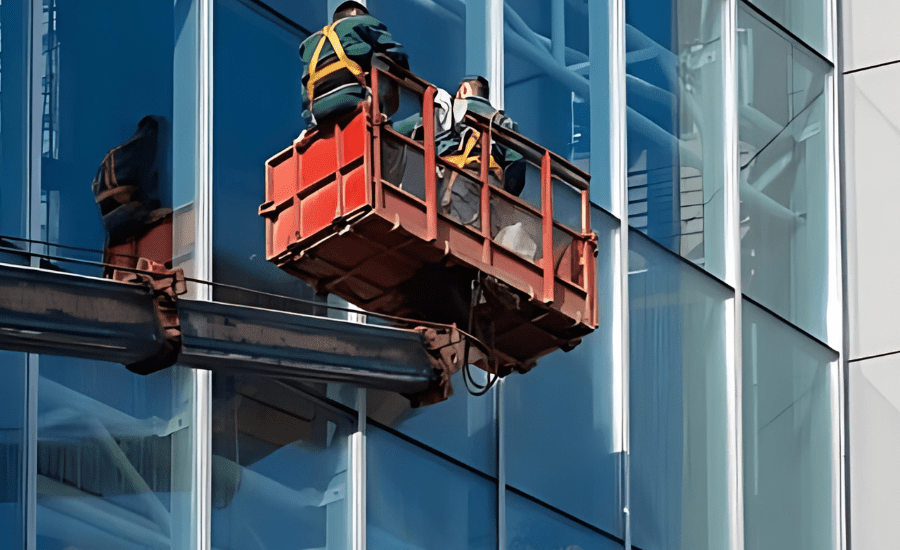 Glass-facade-commercial-window-cleaning-cradle