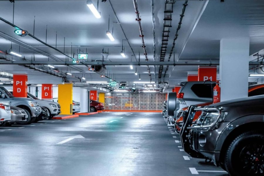 Cars parked in underground lot- Bristol Pressure Washing