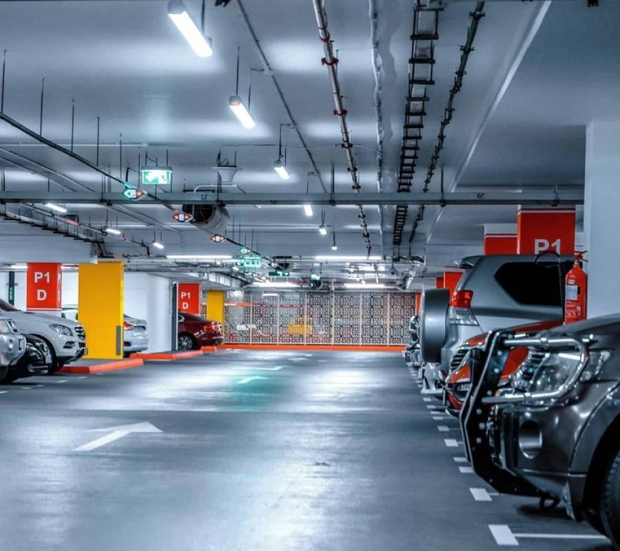 Cars parked in underground lot- Bristol Pressure Washing